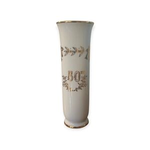 Lefton White and Gold Vase with 50th Across The Front